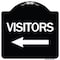 Signmission Visitors with Left Arrow Heavy-Gauge Aluminum Architectural Sign, 18" x 18", BW-1818-24617 A-DES-BW-1818-24617 - alternate 1